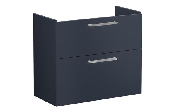 VitrA Root Flat 80cm 2 Drawer Slim Washbasin Unit - Matt Dark Blue